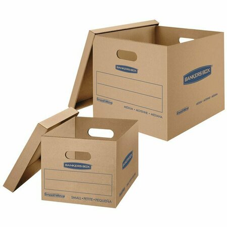 BANKERS BOX 7716401 SmoothMove Classic Assorted Size Kraft Brown / Blue Moving Boxes, 12PK 328FEL771640